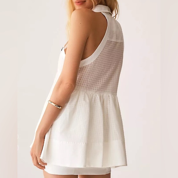Anthropologie Maeve White Sleeveless babydoll blouse - Picture 2 of 6